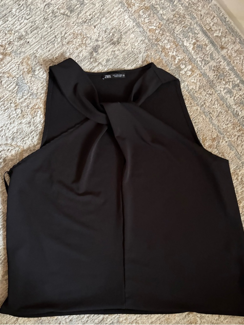 Zara Black Twist-Front Sleeveless Blouse